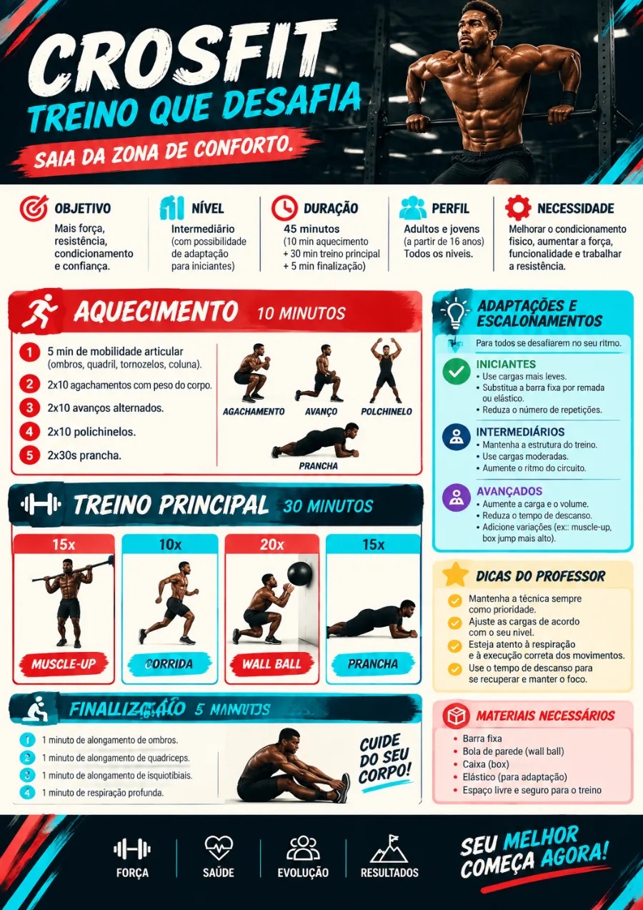Exemplo de material visual de aula de CrossFit