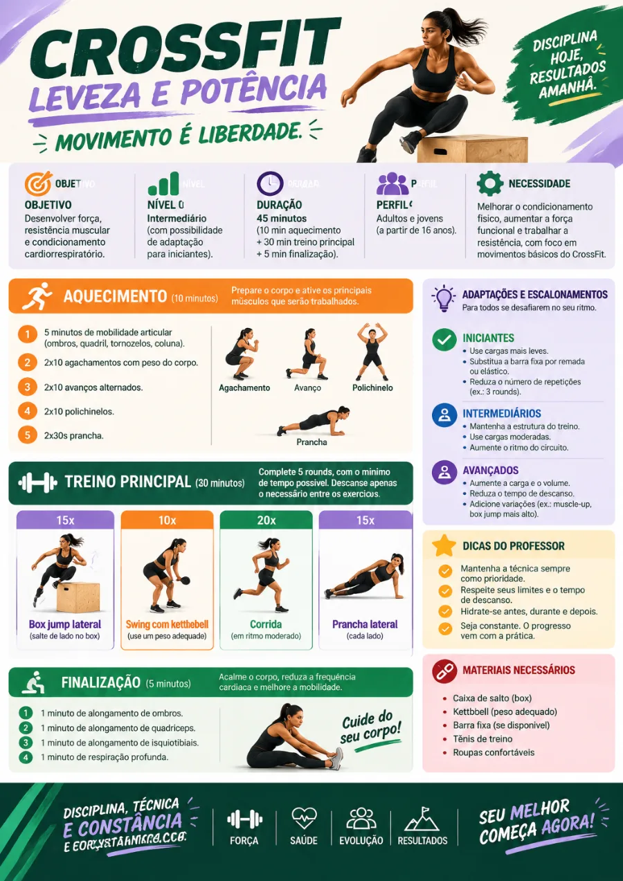 Exemplo de material visual de aula de CrossFit