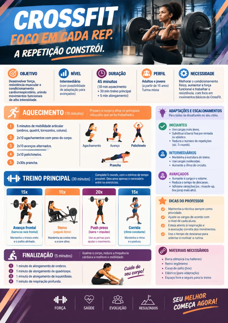 Exemplo de material visual de aula de CrossFit