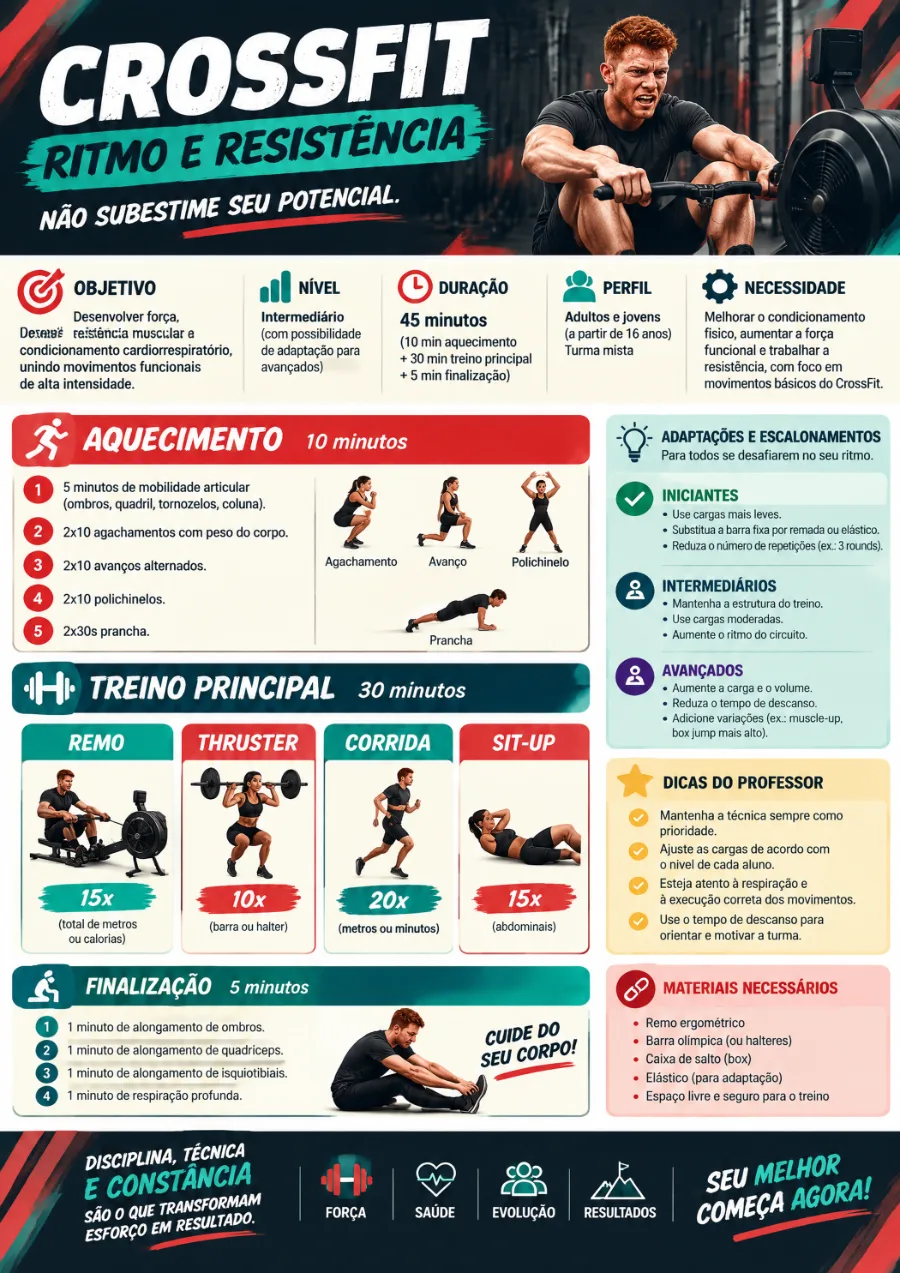 Exemplo de material visual de aula de CrossFit